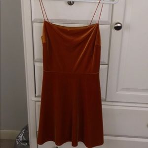 urban outfitters yellow velvet dress